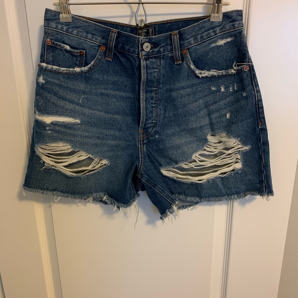Abercrombie High Rise Mid Length Denim Shorts